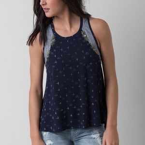 Navy Embroidered Racerback Tank Top - Women's